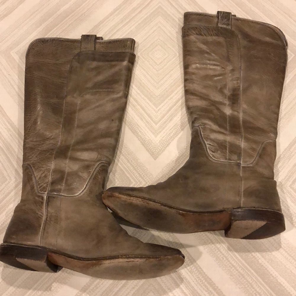 Frye Grey Distressed Paige Tall Pull-on Boots Size 8